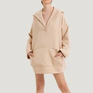 Nap Women's Beige Long Sleeves Loungewear Baggy Tunic Hoodie